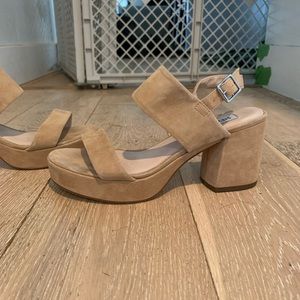 Steve Madden nude suede platform block heel - 8